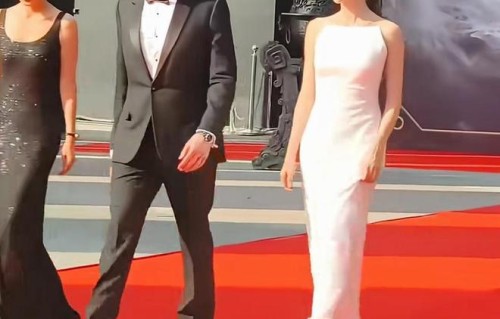 63岁费翔走红毯的画面，还是那么帅气洒脱，旁边是两位漂亮女士