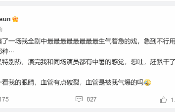 孙俪拍戏急到眼睛血管破裂 自嘲是被气爆的