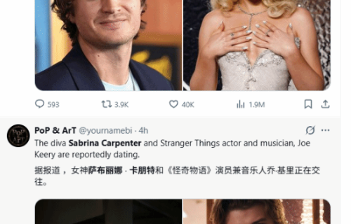 超级女星匠妹被传惊天大瓜！与《怪奇物语》演员恋爱