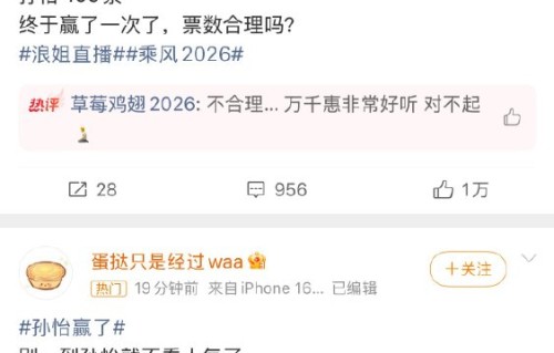 孙怡浪姐四公大胜103票引热议：是人气逆袭还是实力争议？