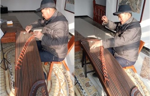大衣哥朱之文罕秀弹古筝！手指粗糙宽大表情陶醉，出门逛街像领导|音乐|成名|拨片|伸出手