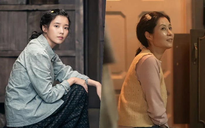 左图为IU诠释的叛逆少女爱纯,右图文素利接续演绎其40年代摆摊生活。