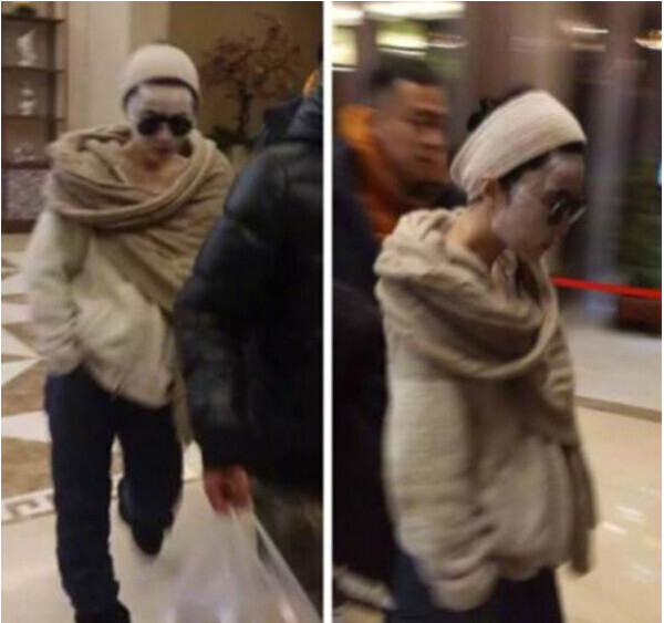 范冰冰敷面膜出门